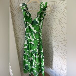 Tuckernuck Green Leaf Print Women's Dress